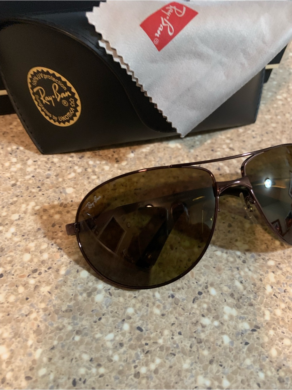 Ray-Ban Men’s Brown Lens Aviator Sunglasses with Dark Brown Frame - Picture 3 of 6